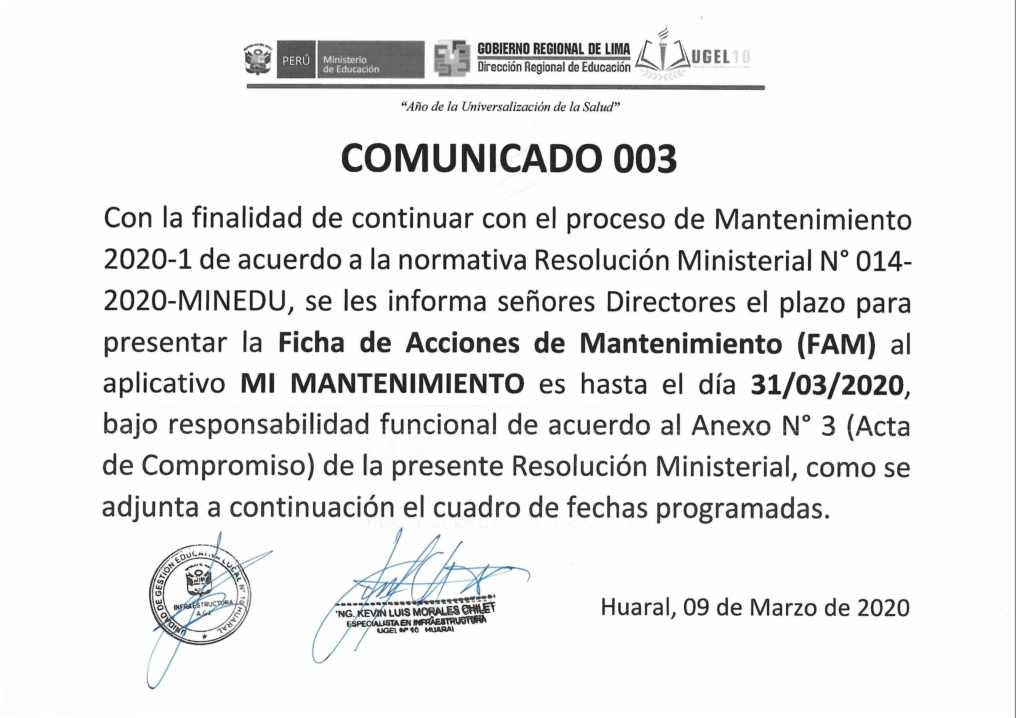 PRESENTACIÓN DE LA FICHA DE ACCIONES DE MANTENIMIENTO (FAM)